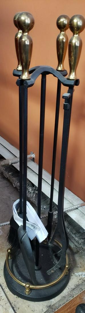 Brass and cast iron fireplace set (1 of 1)