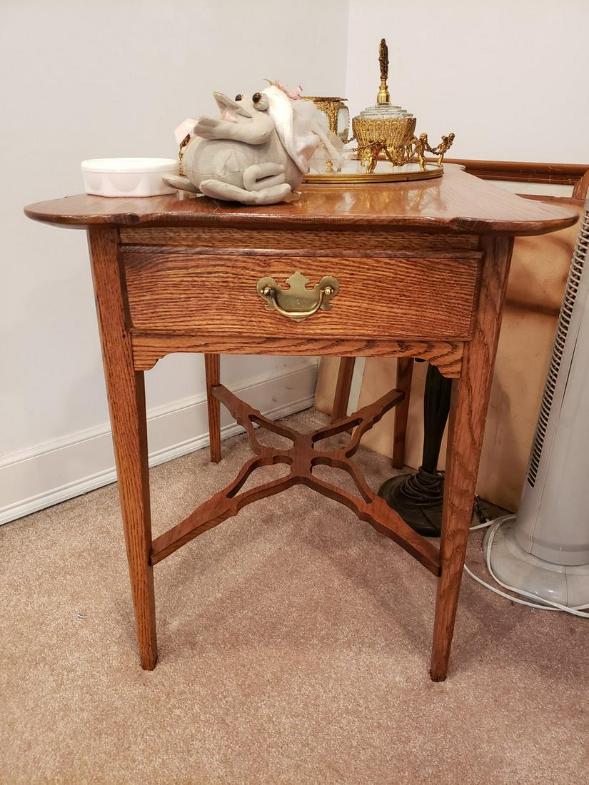 Solid wood end table 28L x 22W x 26" H contents not (1 of 1)