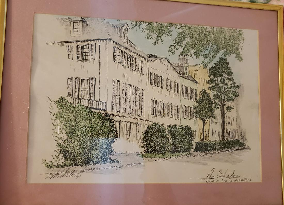 Rainbow Row Charleston, SC framed artwork signed D.M (1 of 1)