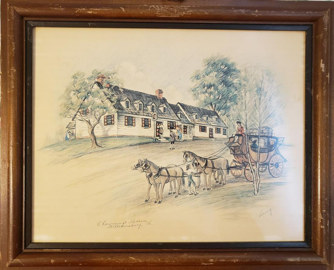 Chowning's Tavern Williamsburg, VA framed pencil (1 of 1)