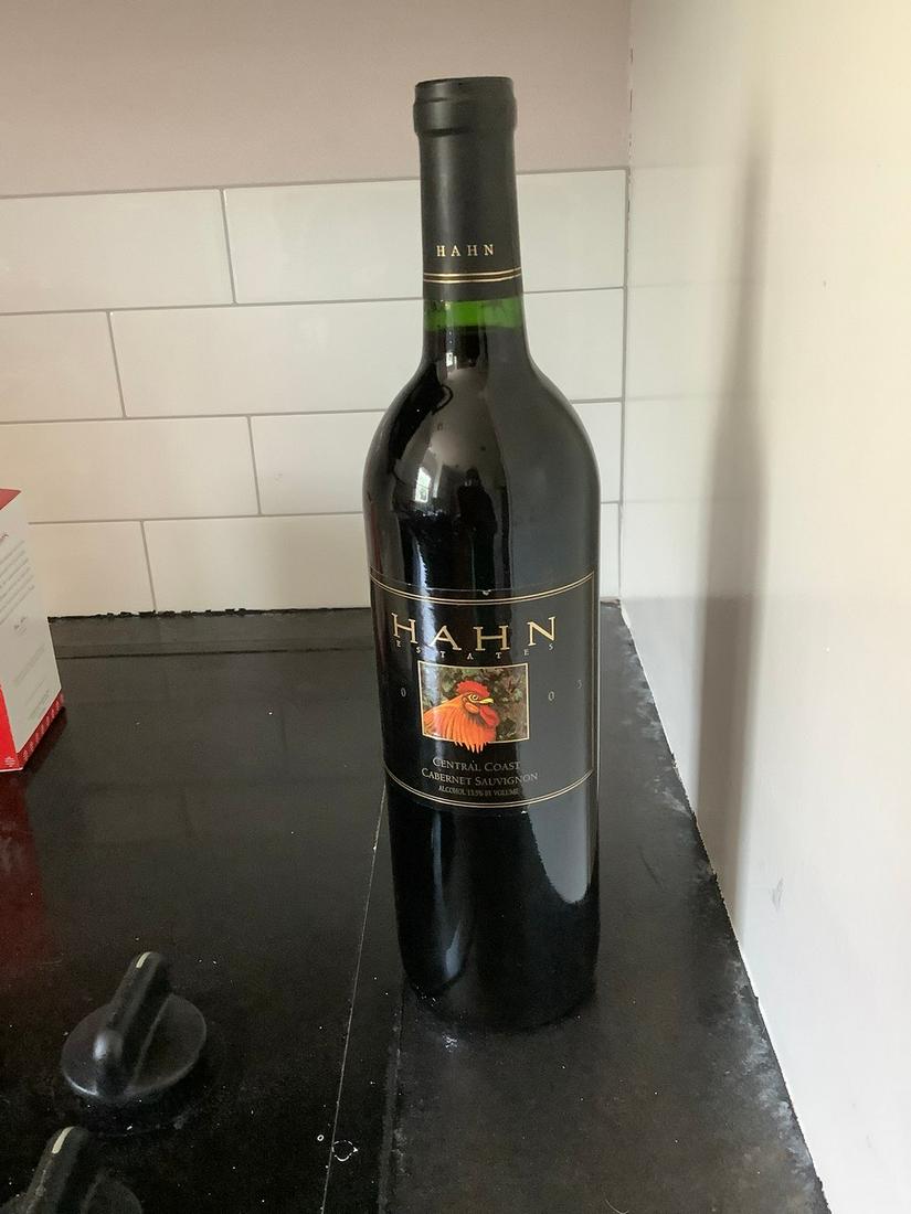 Hahn Estates 2003 Cabernet Sauvignon: Any contents in bottle is Free; You are bidding on the bottle & unbroken tax stamp
