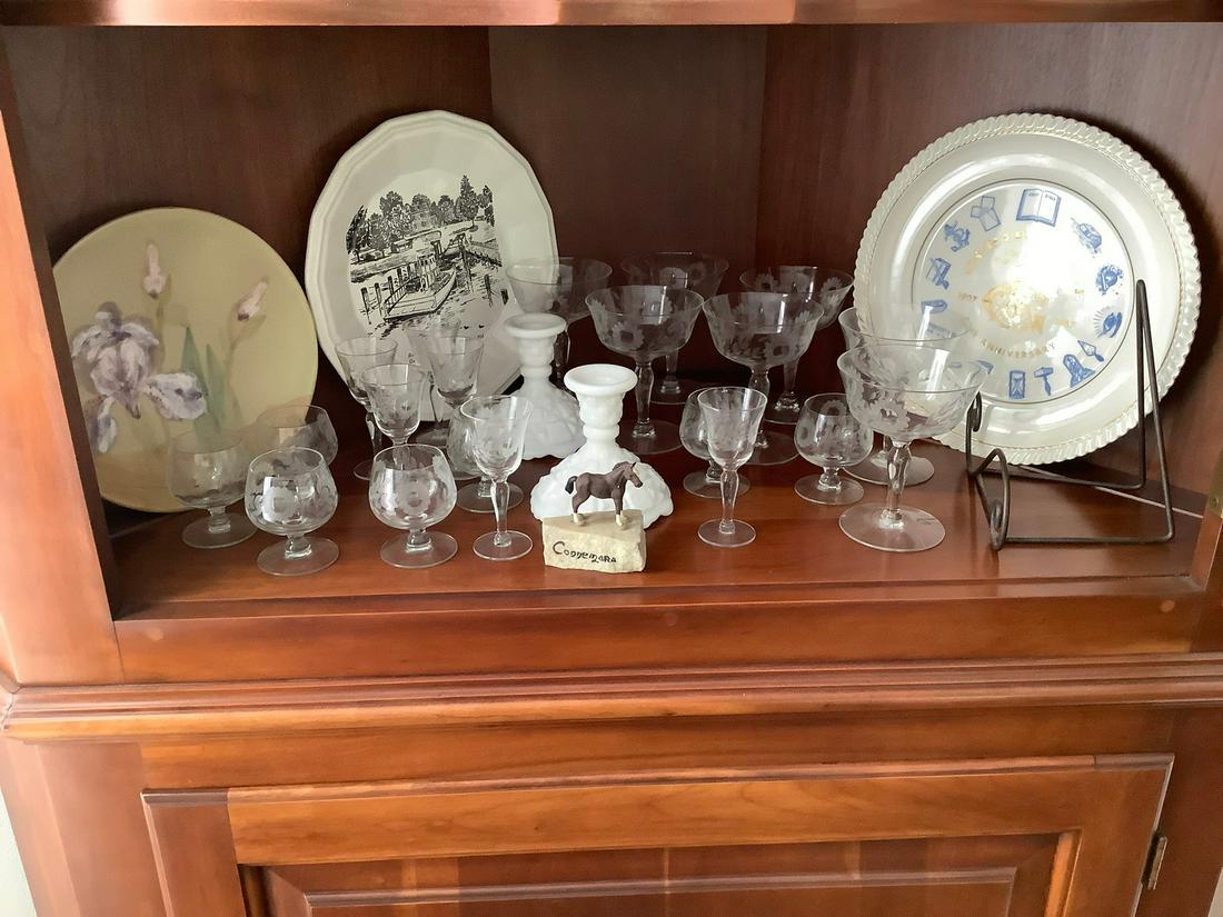 Large lot of Etched Crystal Stemware and plates (1 of 1)