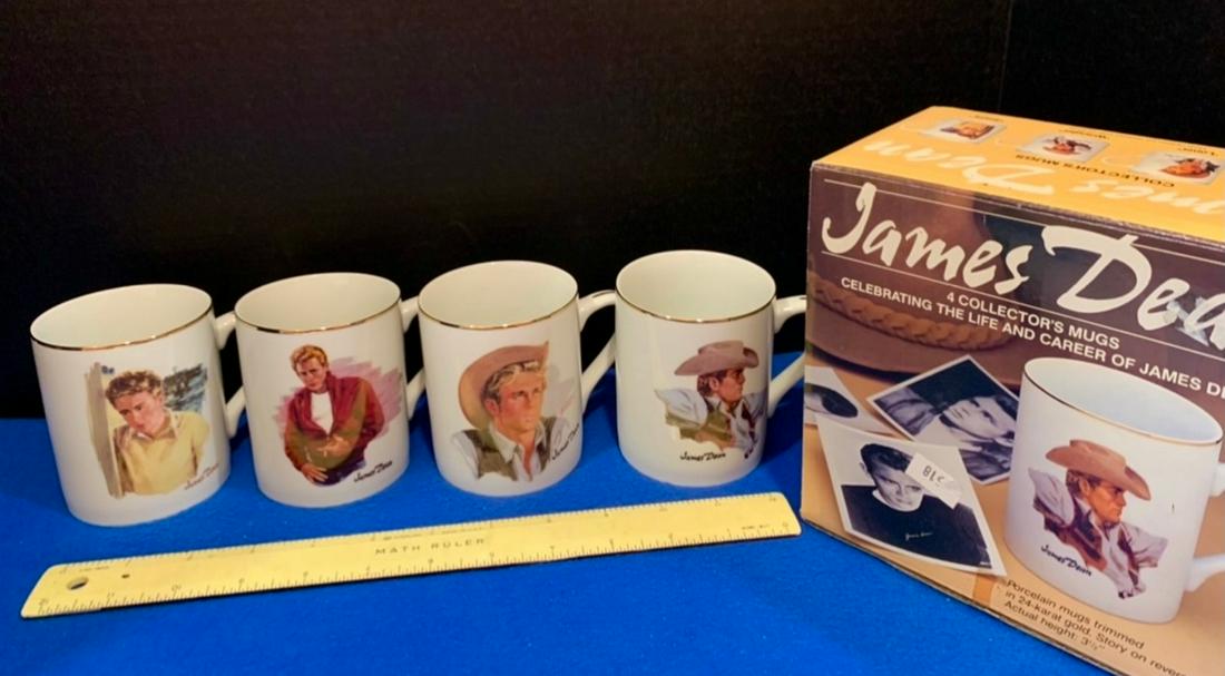 James Dean 4 collectors mugs celebrating the life and: James Dean 4 collectors mugs celebrating the life and career of James Dean24 karat old story of reverse side 3 1/2" height