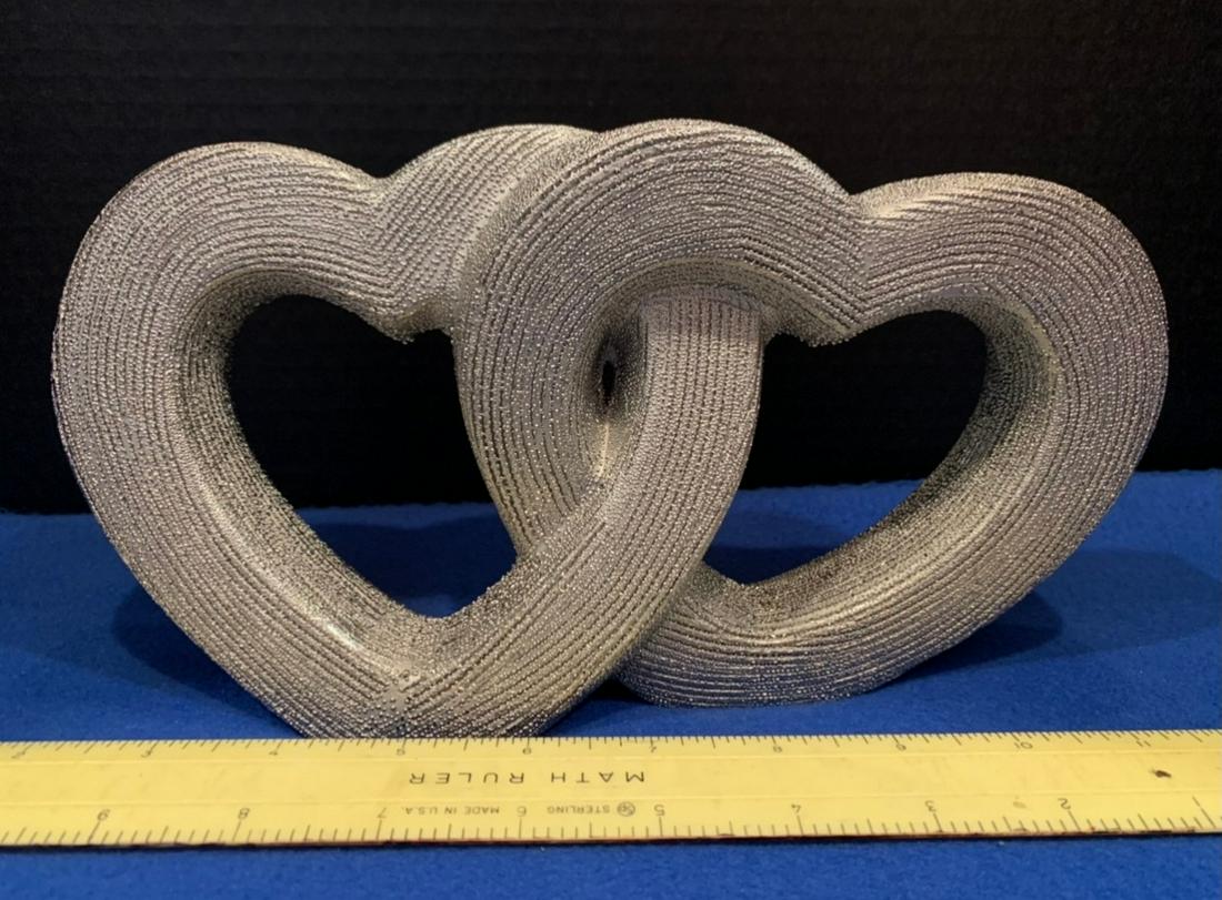 Beautiful Silver Decoration, Jointed Heart Statue, 9: Beautiful Silver Decoration, Jointed Heart Statue, 9 1/2 wide and 5 1/2 Tall.