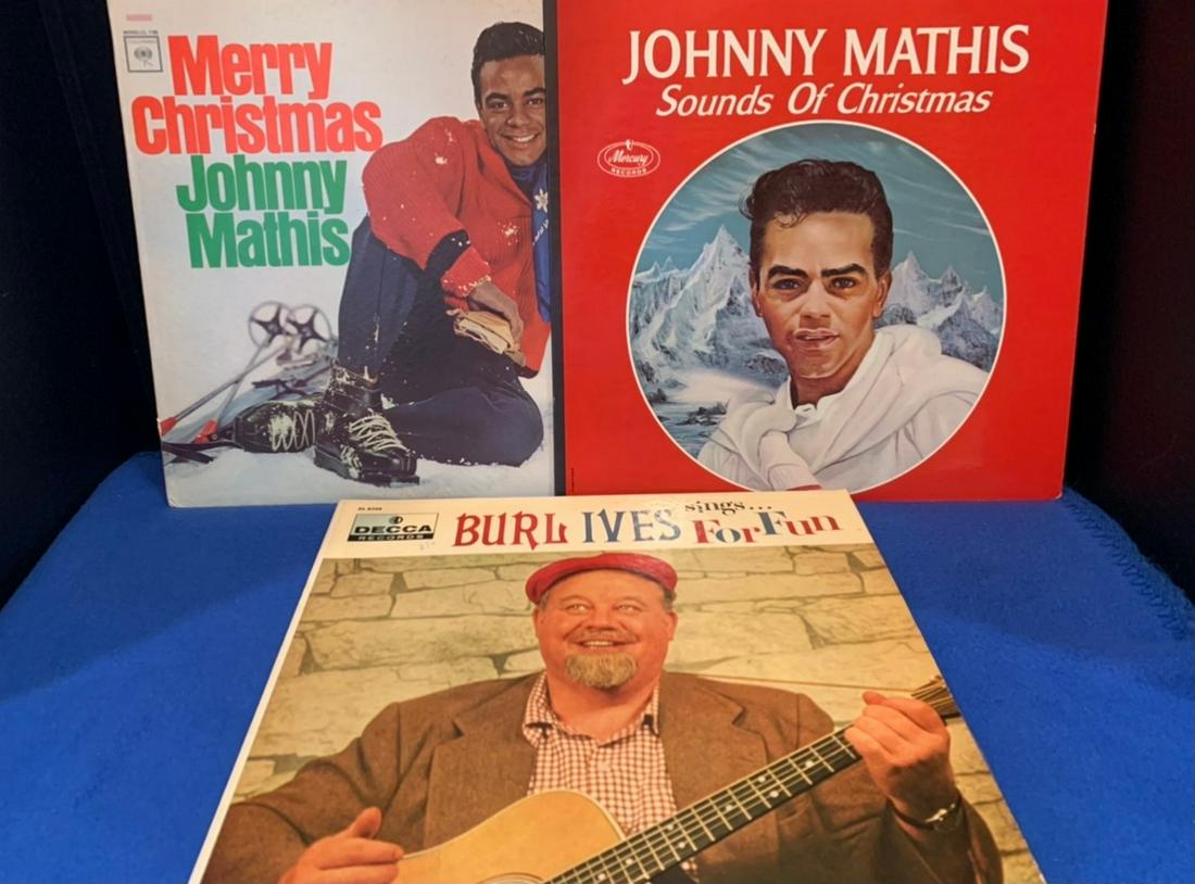 Lot of 3 Records, Burl Ives, Johhnny Mathis Christmas,: Lot of 3 Records, Burl Ives, Johhnny Mathis Christmas, Johnny Mathis Sound of Christmas