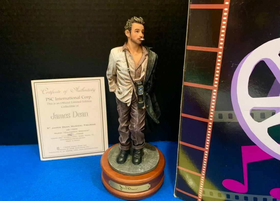James Dean Musical Figurine, 0351/7500 with COA, about: James Dean Musical Figurine, 0351/7500 with COA, about 9 1/2" music Box Works, No damage to Figurine