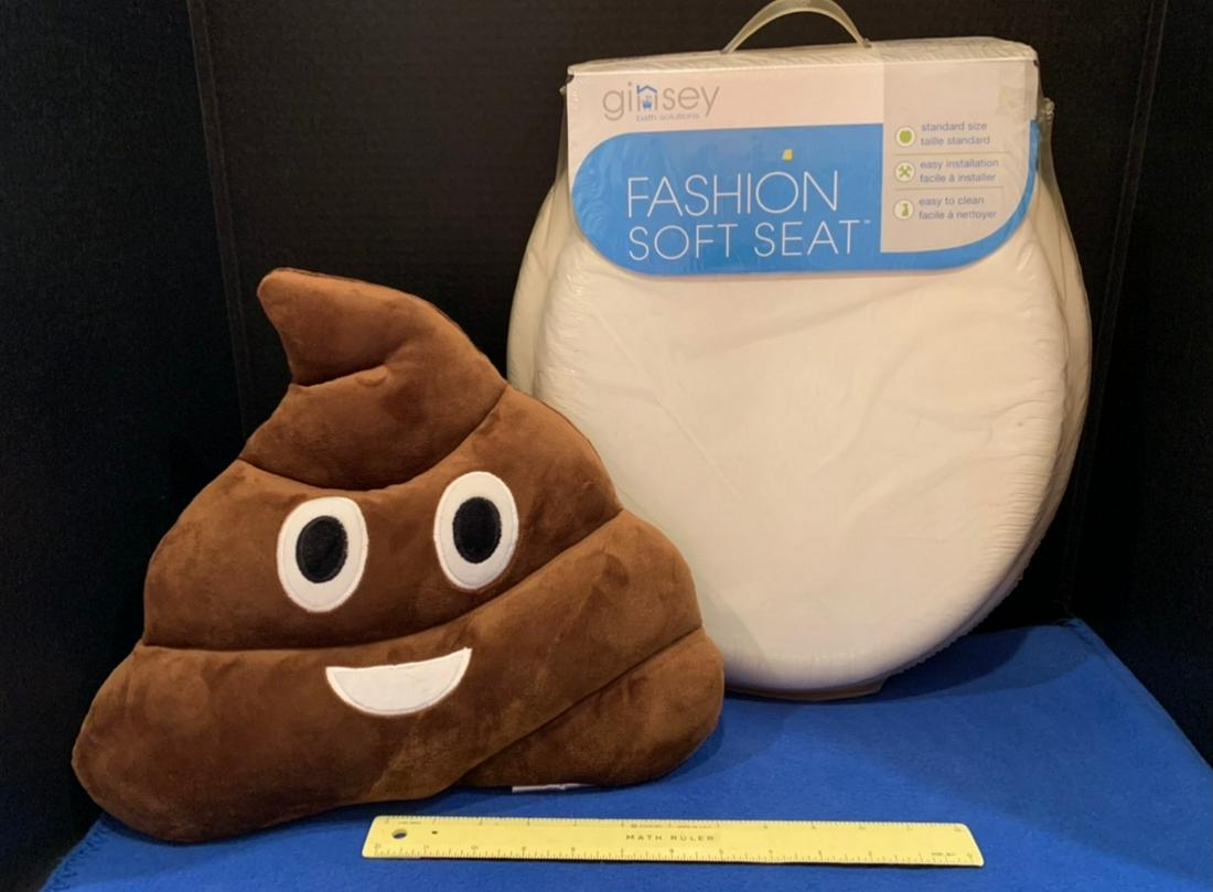 Poop, New Ginsey Toilet Soft Seat, Base about 14 1/2 x: Poop, New Ginsey Toilet Soft Seat, Base about 14 1/2 x 15+