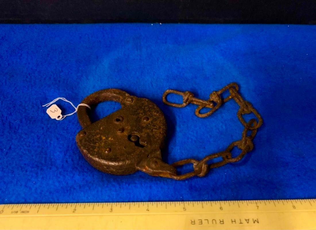 Late 19 Century Large Padlock with orignal chain, no (1 of 1)