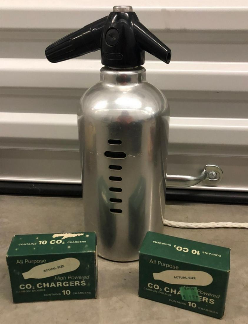 vintage Selzer Making bottle with chargers (1 of 1)