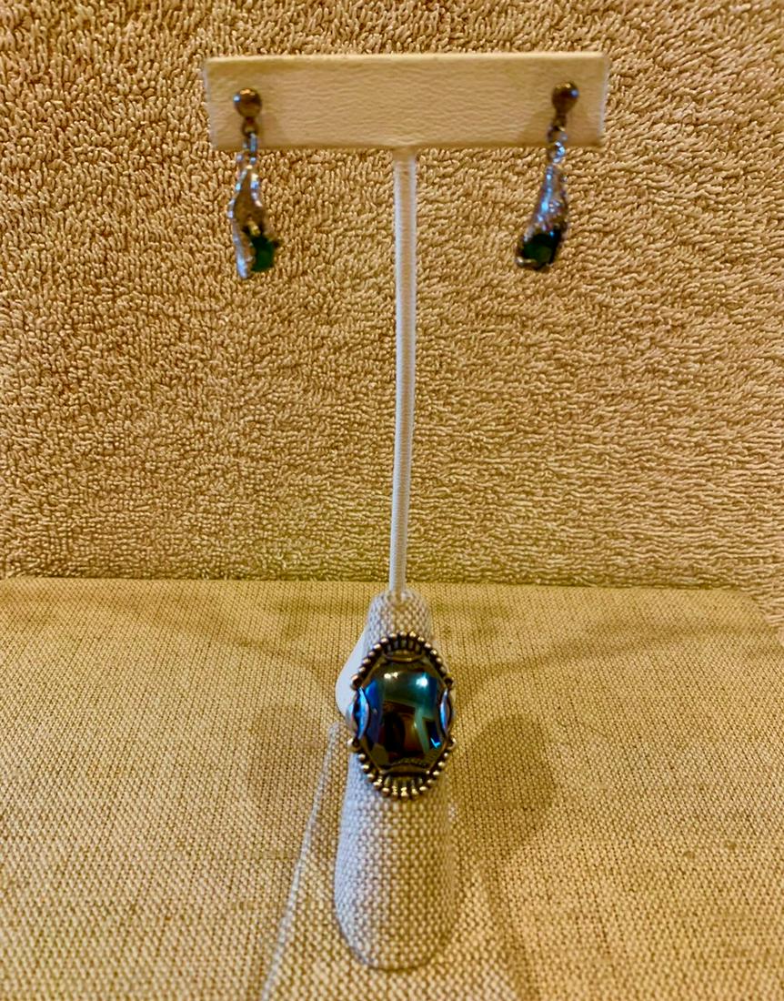 Sterling Silver Earring and Ring Set with GemStone (1 of 1)