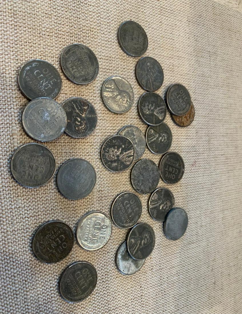 Lot of 25 194 Steel Cents, Wrtime Emergency: Lot of 25 194 Steel Cents, Wrtime Emergency