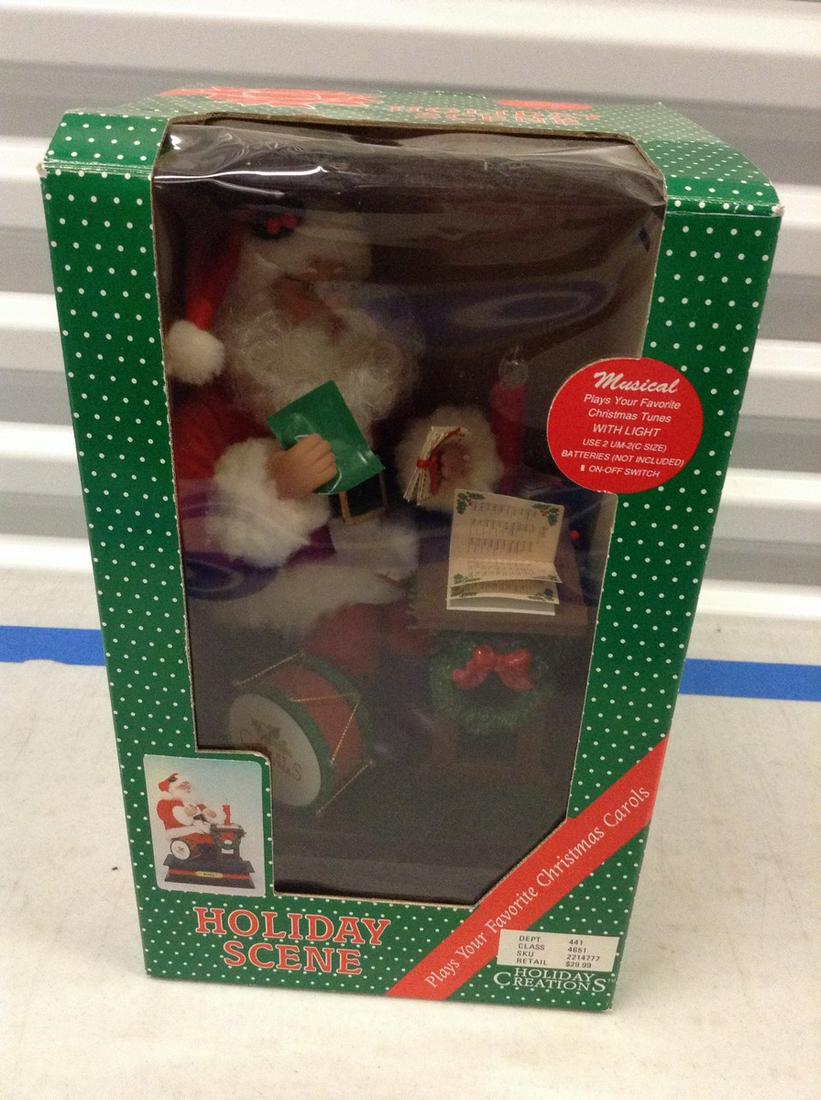 Holiday Scene musical santa in box: Holiday Scene musical santa in box