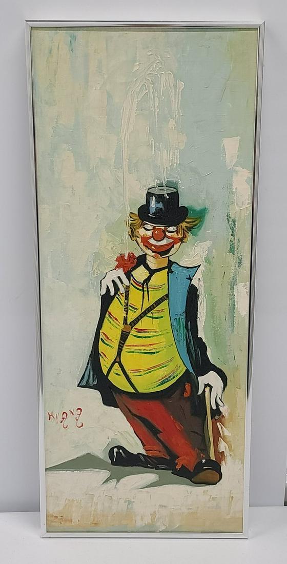 Signed Vintage Clown Painting 24x10 (1 of 1)