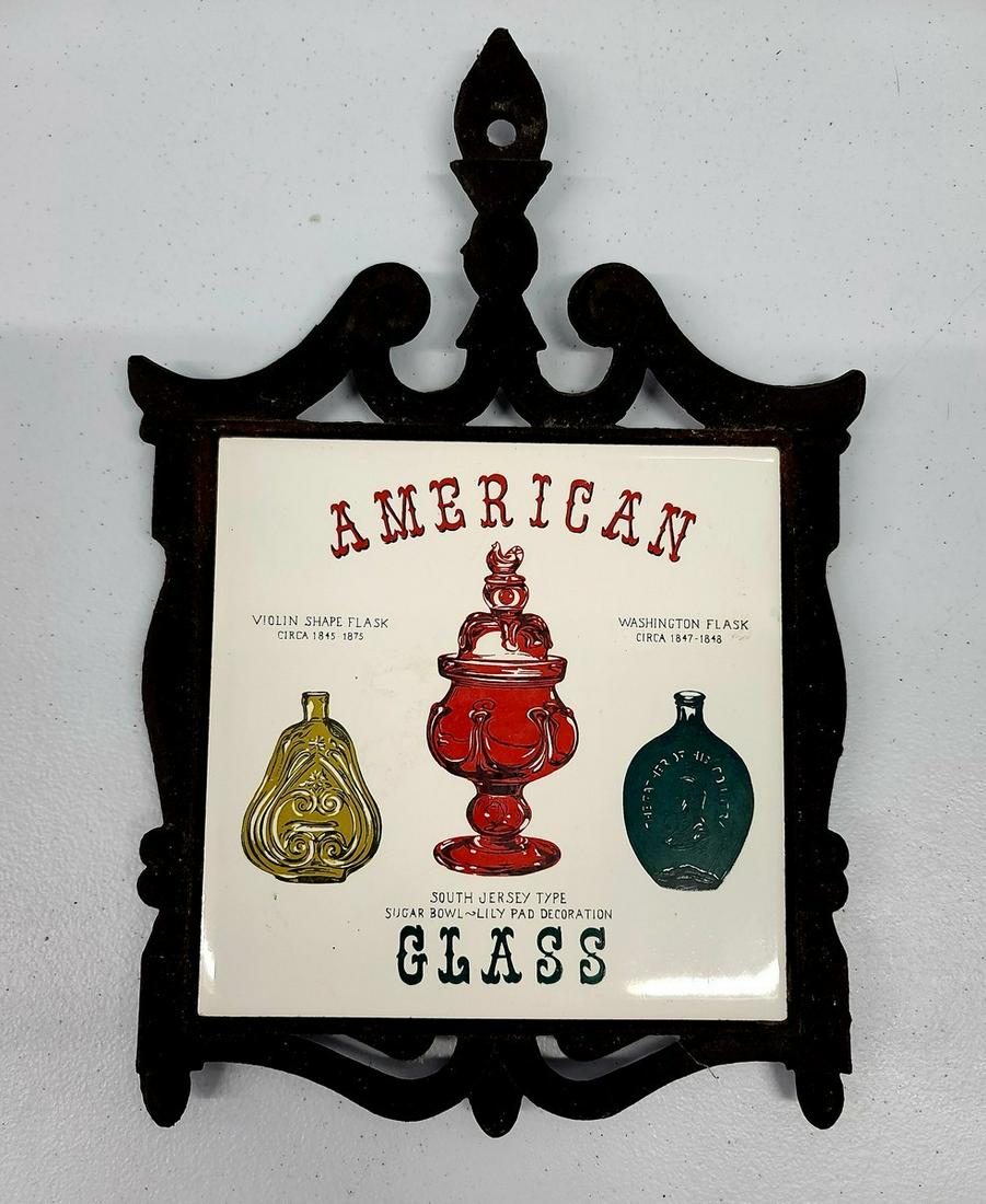 Vintage Iron Glass Lover Trivet 12x8: Vintage Iron Glass Lover Trivet 12x8
