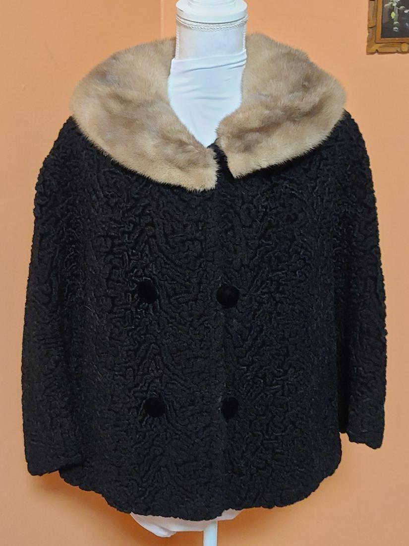 1950s Persian Lambwool & Fur Jacket L: 1950s Persian Lambwool & Fur Jacket L