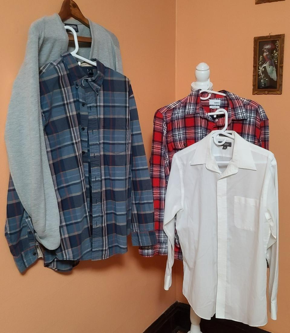 3 Men's Button ups 32 & Vtg Puritan Sweater: 3 Men's Button ups 32 & Vtg Puritan Sweater