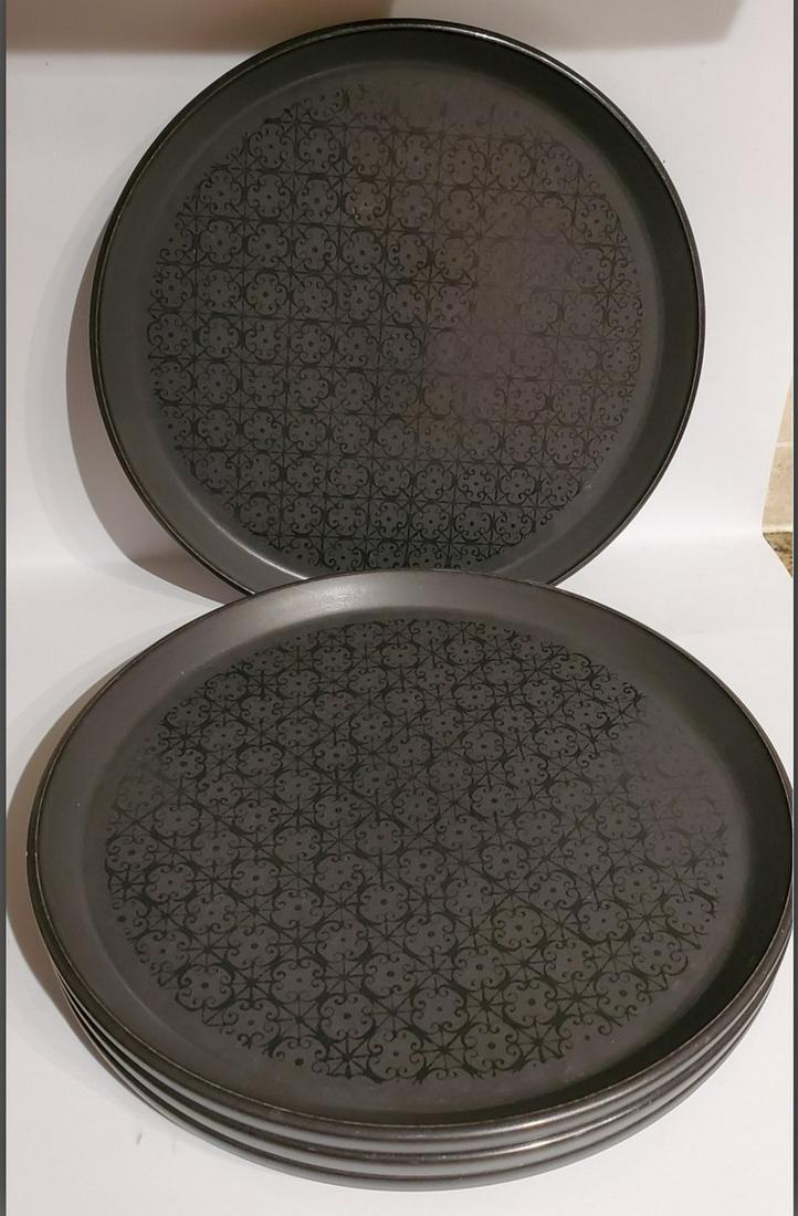 4 Noritake Primastone Blk Dinner Plates 1 small Chip: 4 Noritake Primastone Blk Dinner Plates 1 small Chip