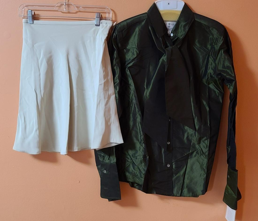 Vtg Wathne Green Silk Blouse & Skirt 4 (1 of 1)