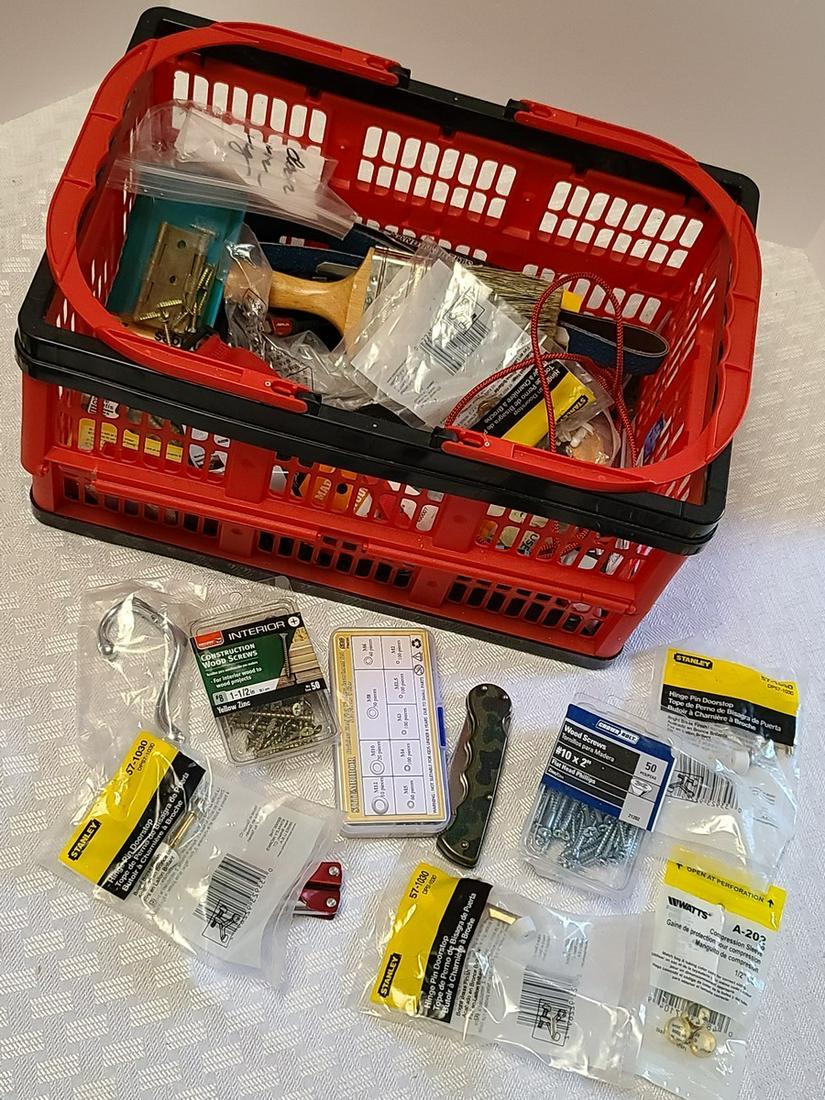 Crate of Asst Hardware, Knives, More: Crate of Asst Hardware, Knives, More