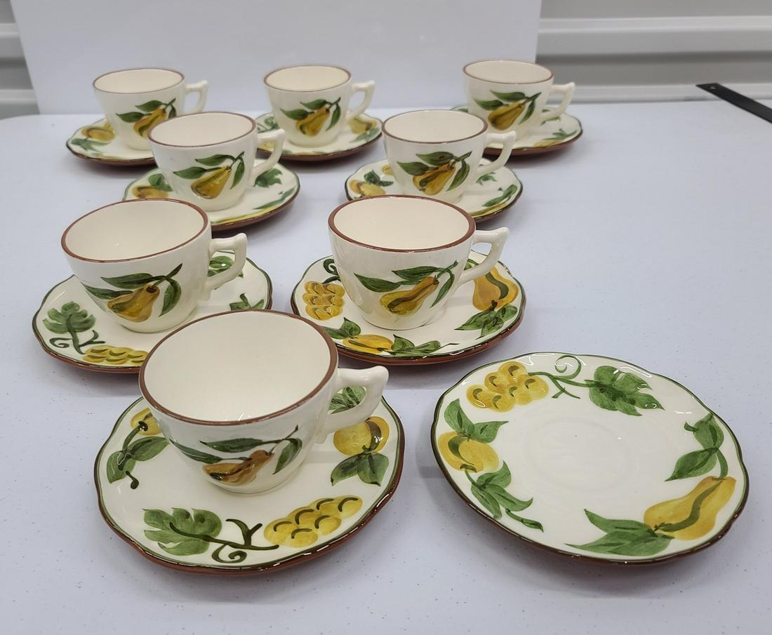 Handpainted Stangl Sculptured Fruit Tea cups & Saucers: Handpainted Stangl Sculptured Fruit Tea cups & Saucers