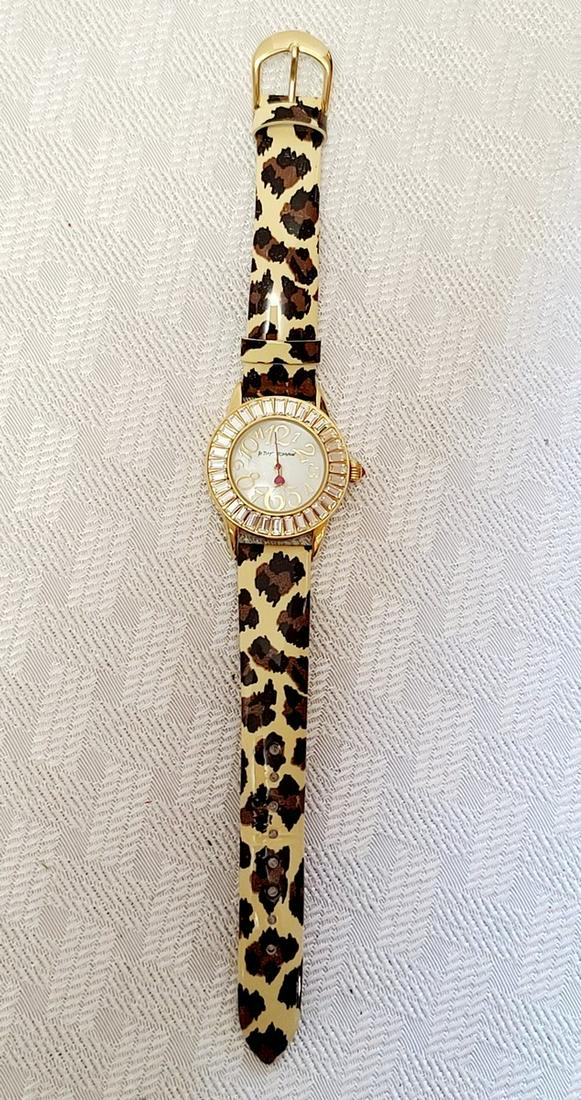 Betsey Johnson Leather Band Leopard Print Watch Needs (1 of 1)