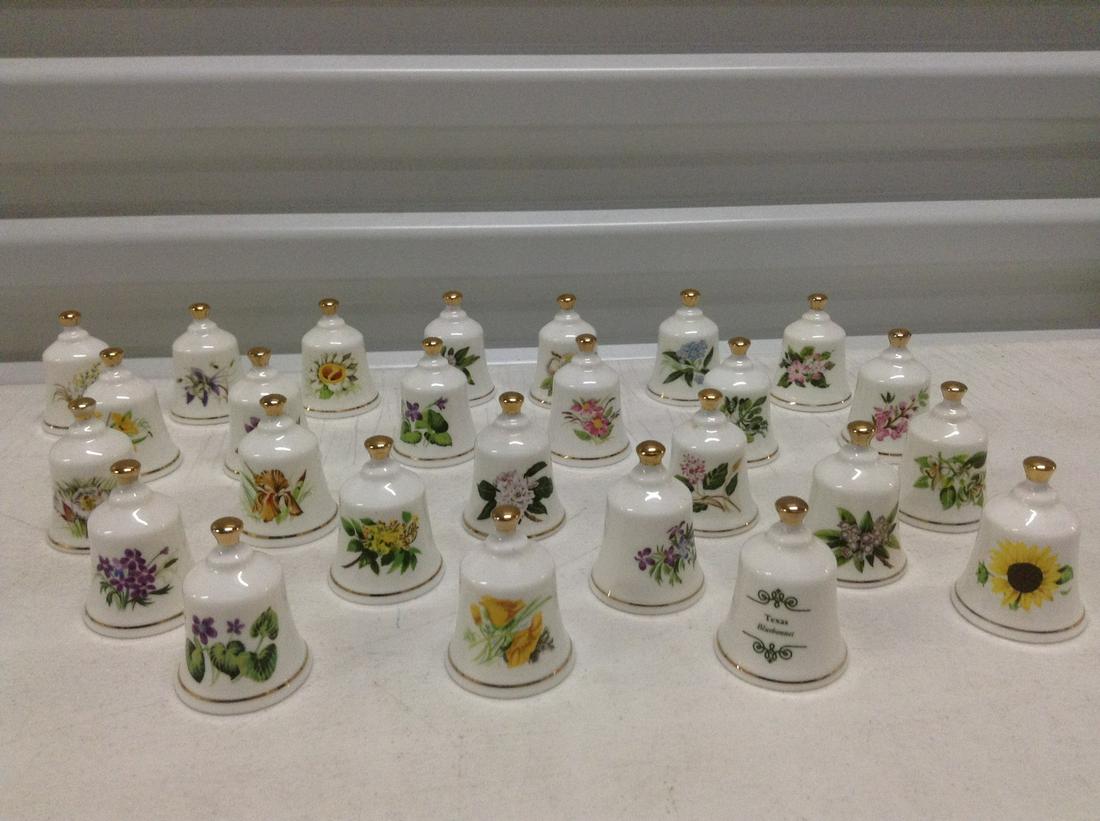 Large lot of Danbury Mint Bone China State Flower Bells: Large lot of Danbury Mint Bone China State Flower Bells