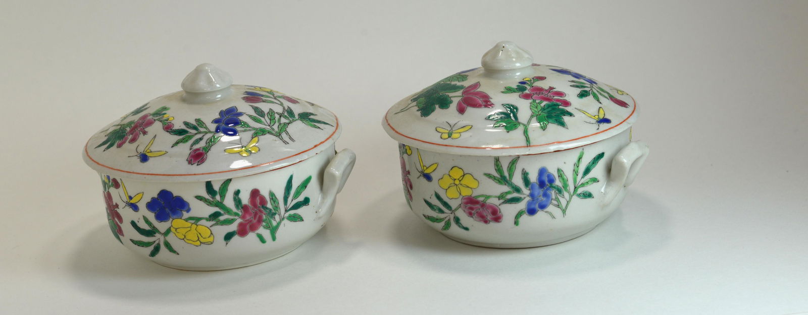 Two Hand Painted Bowls with Lids (1 of 1)