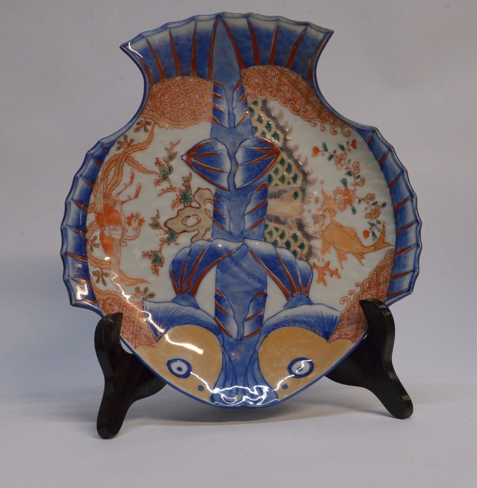 Hand Painted Chinese Fish Plate 8.75" Wide 10.25" Long (1 of 1)