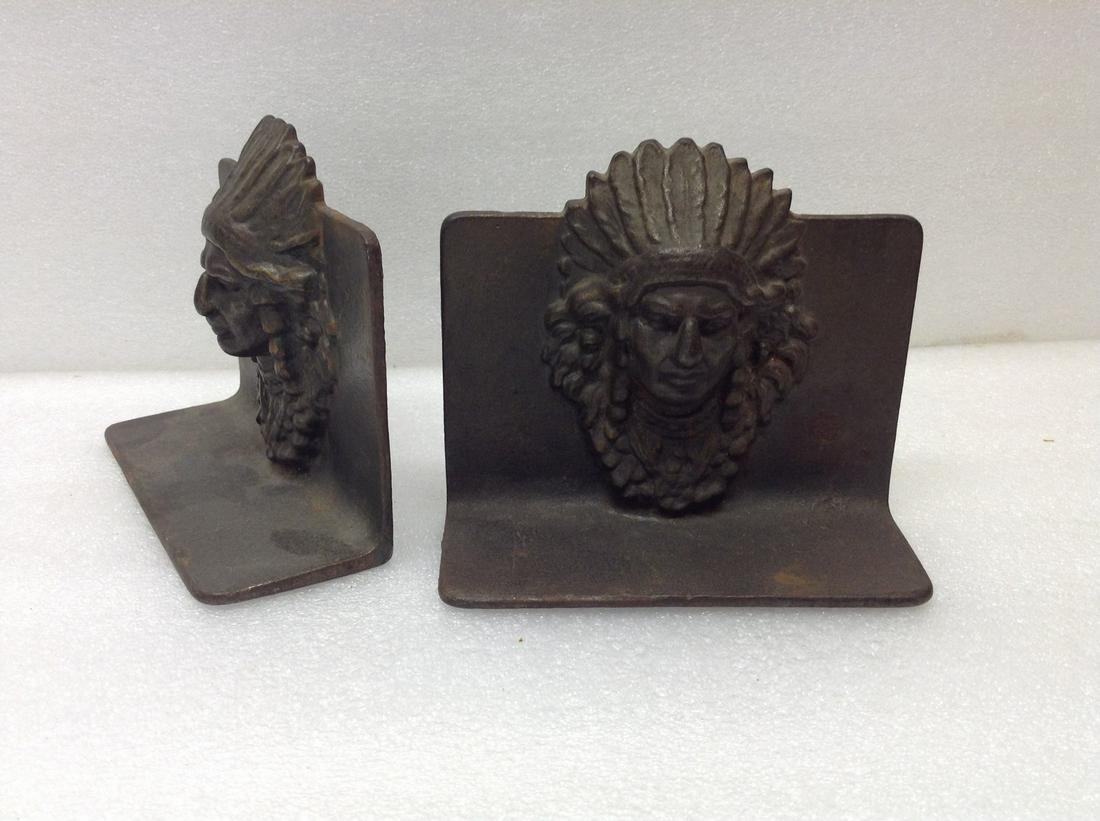 1930s Iron Indian Bookends: 1930s Iron Indian Bookends