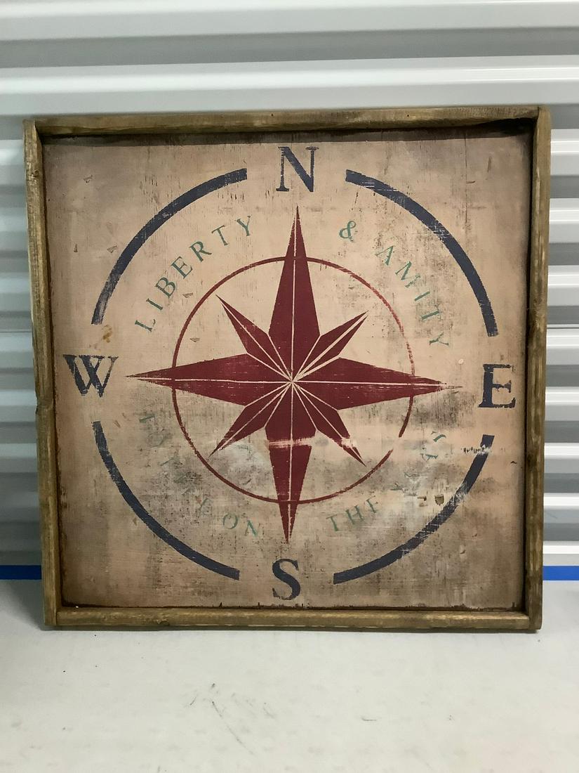 Compass Liberty and Amity To Life on the Seas wooden: Compass Liberty and Amity To Life on the Seas wooden sign 26x25