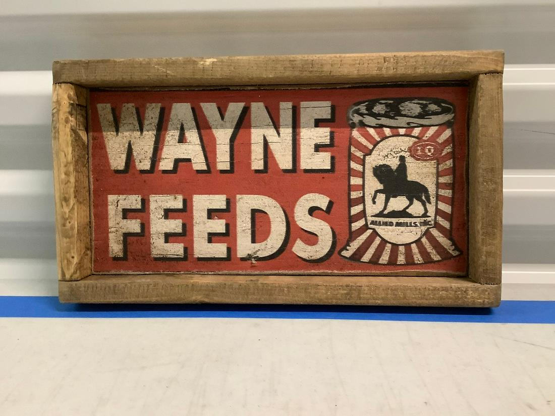 Wayne Feeds wooden sign 13x8 (1 of 1)