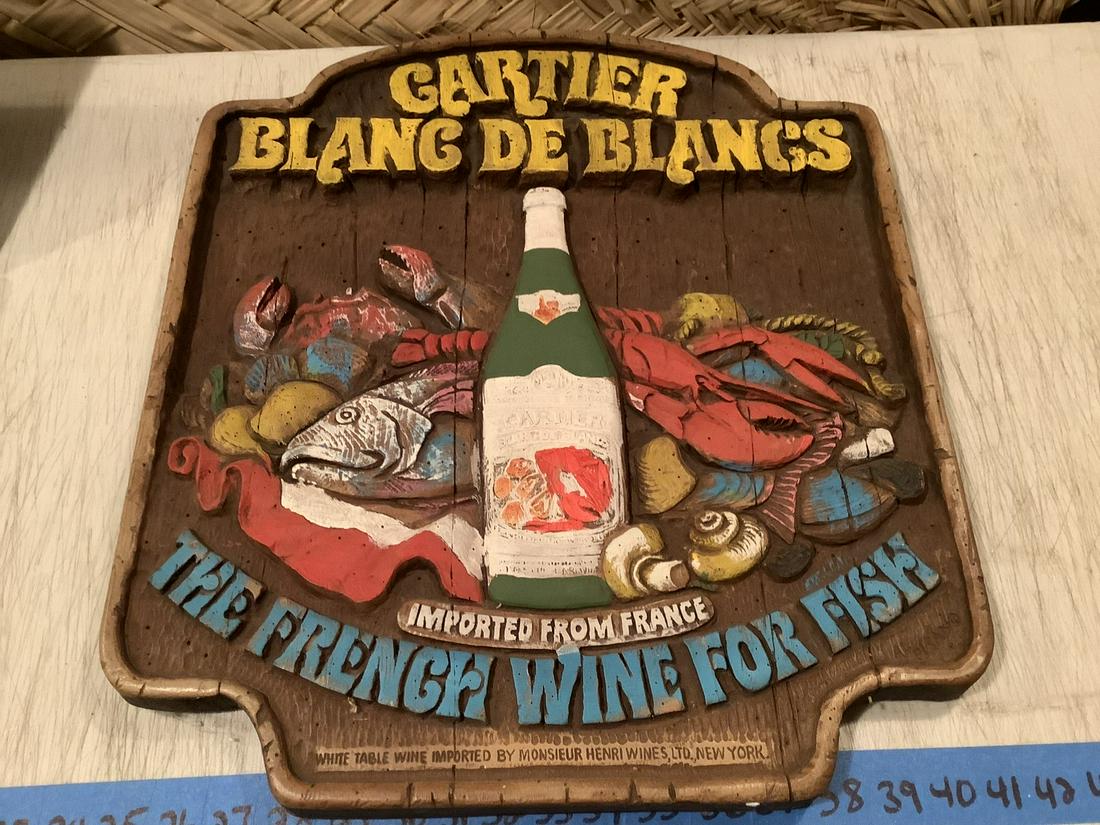 3 Dimensional Wood Cartier Wine Sign 19"x 16": 3 Dimensional Wood Cartier Wine Sign 19"x 16"