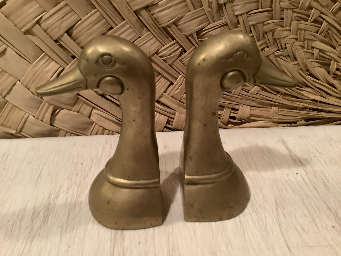 Brass Duck Head Bookends 7" tall (1 of 1)