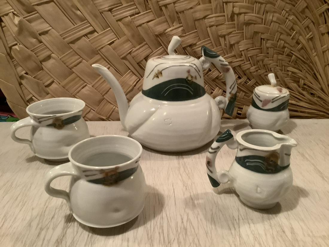 Christi Norman Signed Pottery 7 Piece Tea Set (1 of 1)