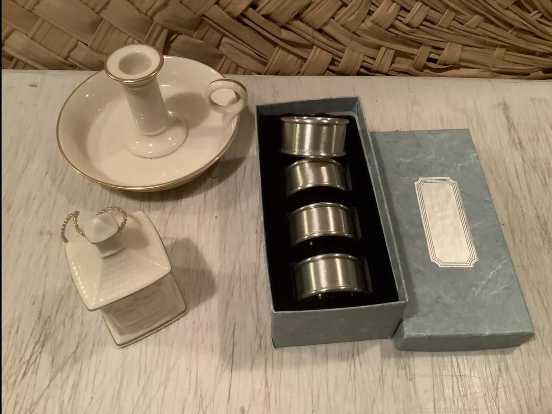 Lot of Lenox - Pewter Napkin Rings and more: Lot of Lenox - Pewter Napkin Rings and more