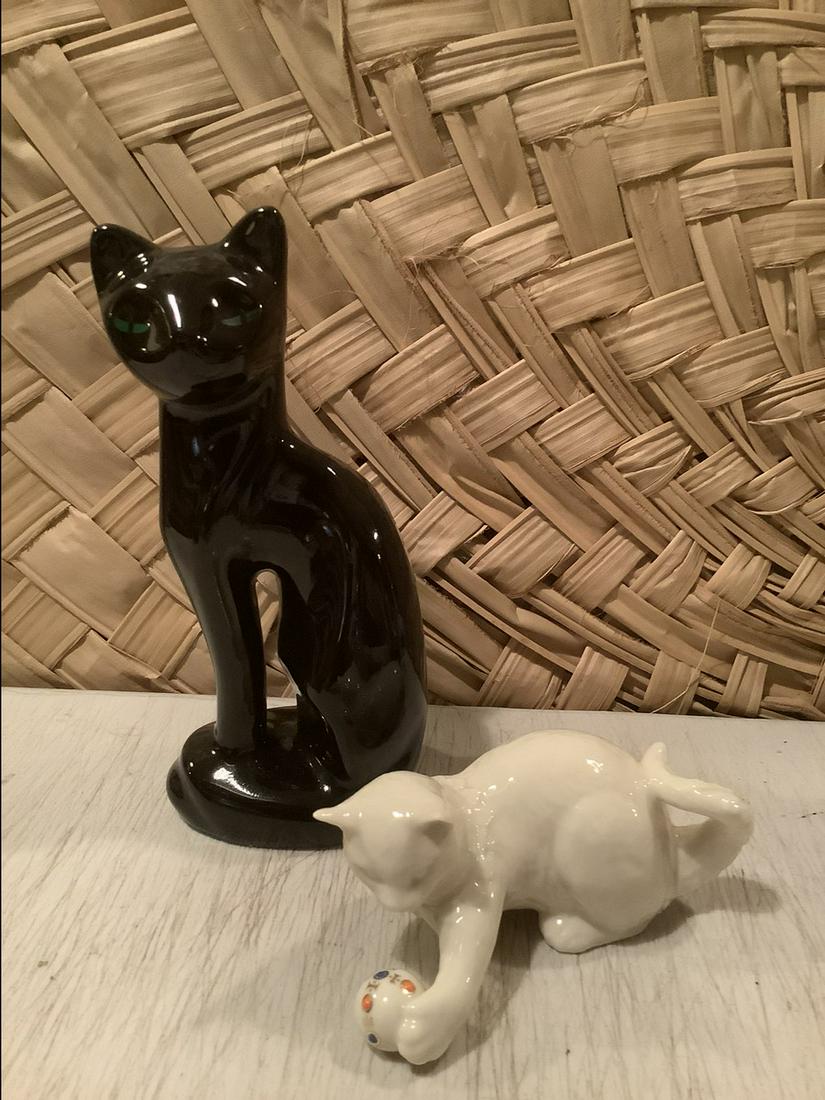 Lenox China Jewels Cat and Vintage Black Cat 8" tall: Lenox China Jewels Cat and Vintage Black Cat 8" tall
