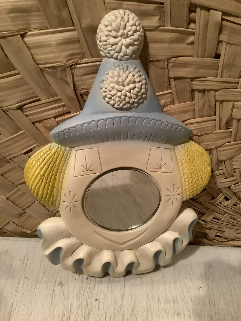 Chalkware Clown Mirror 13.5" long: Chalkware Clown Mirror 13.5" long