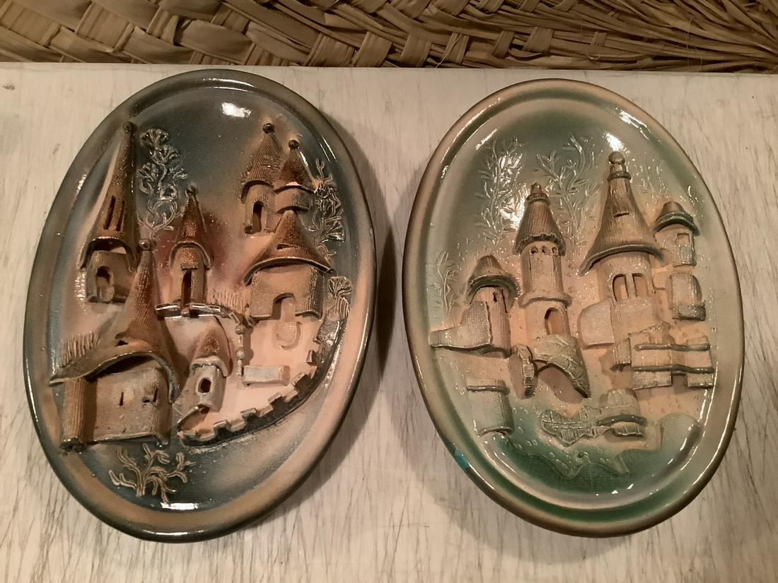 Set of Two # Dimensional Pottery Wall Hangings 12" long (1 of 1)