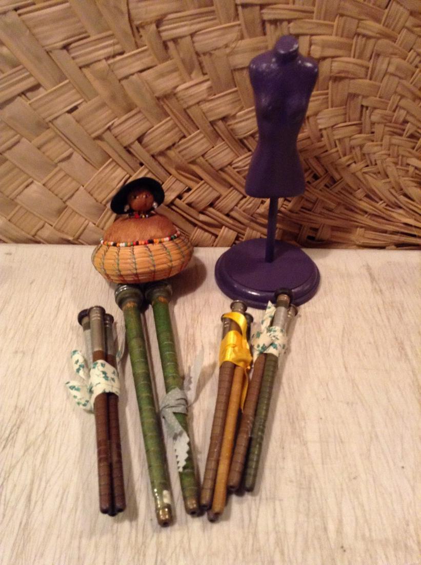 Vintage Textile Bobbins, South American Pin Cushion and (1 of 1)