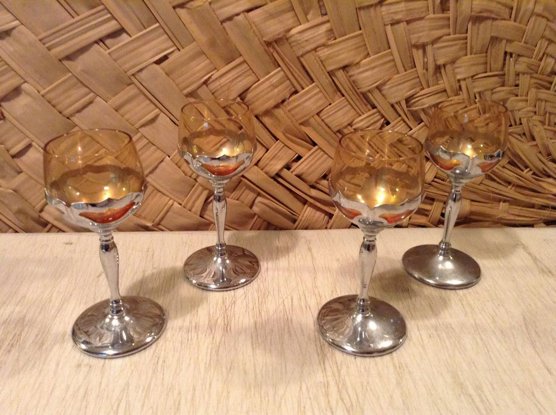 Farber Bros. NY Amber glass Cordial Glasses 5.75" tall (1 of 1)