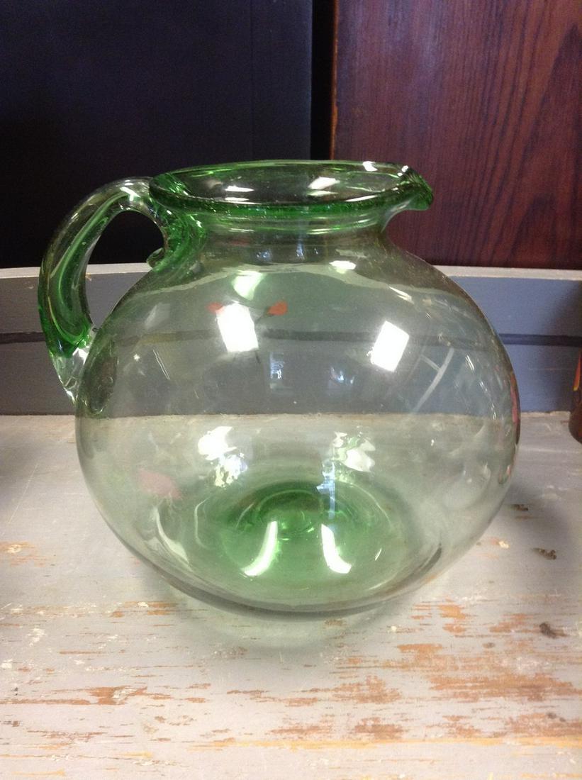 Large Green Glass Pitcher 11inches across (1 of 1)