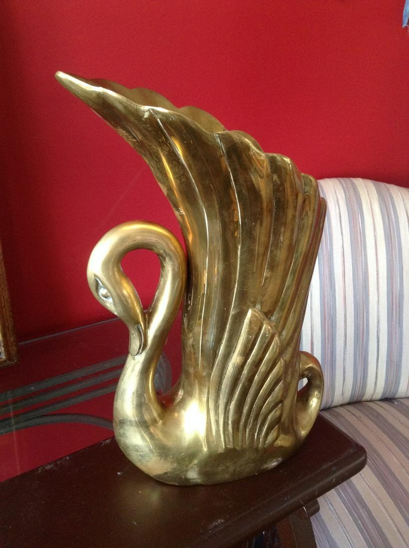 Frederick Cooper Brass Swan Vase 14" tall: Frederick Cooper Brass Swan Vase 14" tall