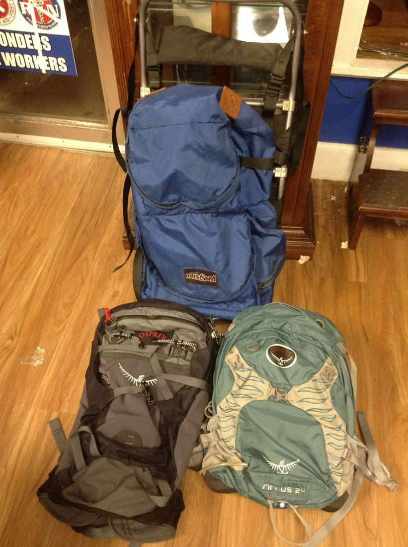 Lot of hiking and other backpacks (1 of 1)