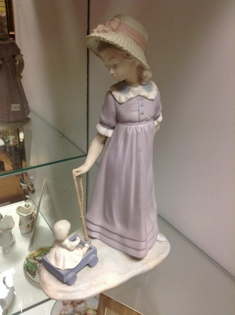 Lladro Girl pulling wagon 11" tall (1 of 1)