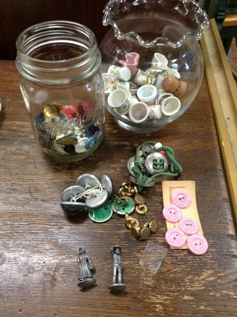 Vintage Buttons, Thimbles pewter figures and more: Vintage Buttons, Thimbles pewter figures and more