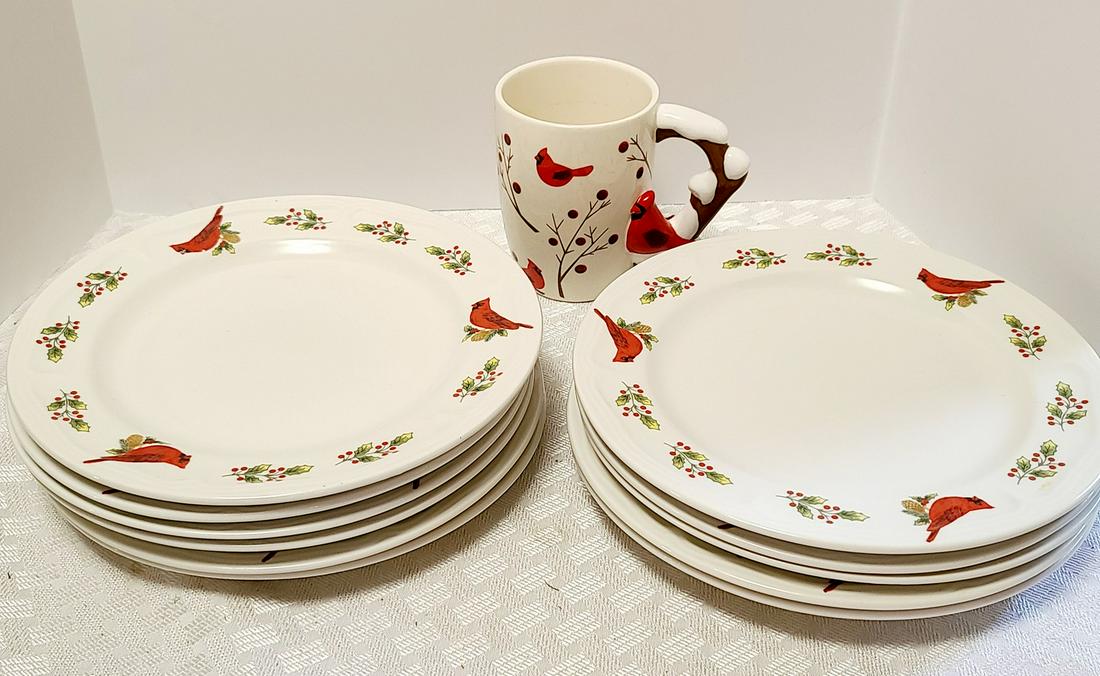 Gibson Cardinal Plates & Mug: Gibson Cardinal Plates & Mug