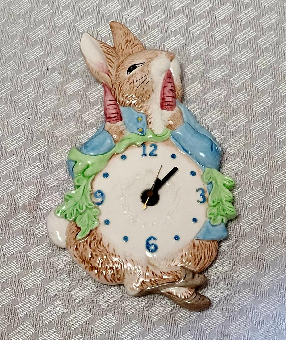 1990 Beatrix Potter Rabbit Clock 12x7" (1 of 1)