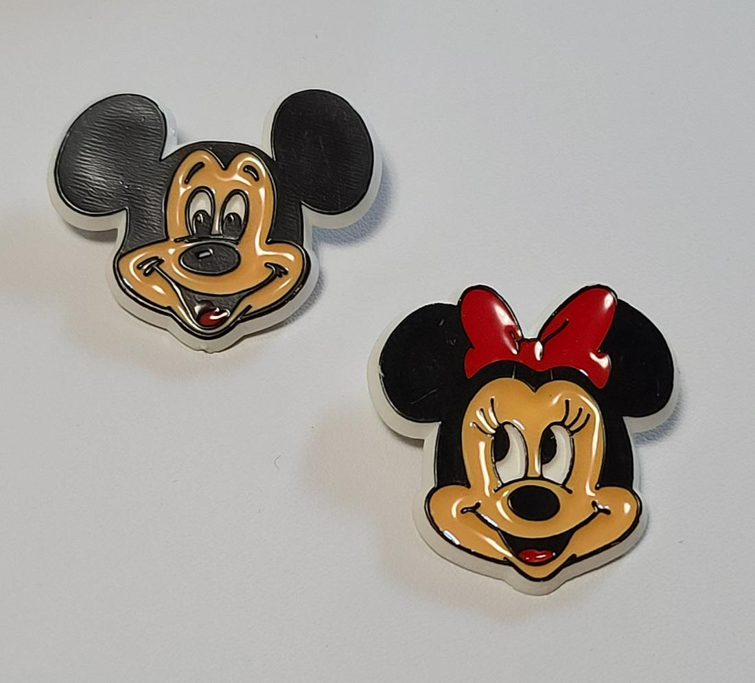 Vintage Minnie & Mickey Mouse Pins: 1x1.25"