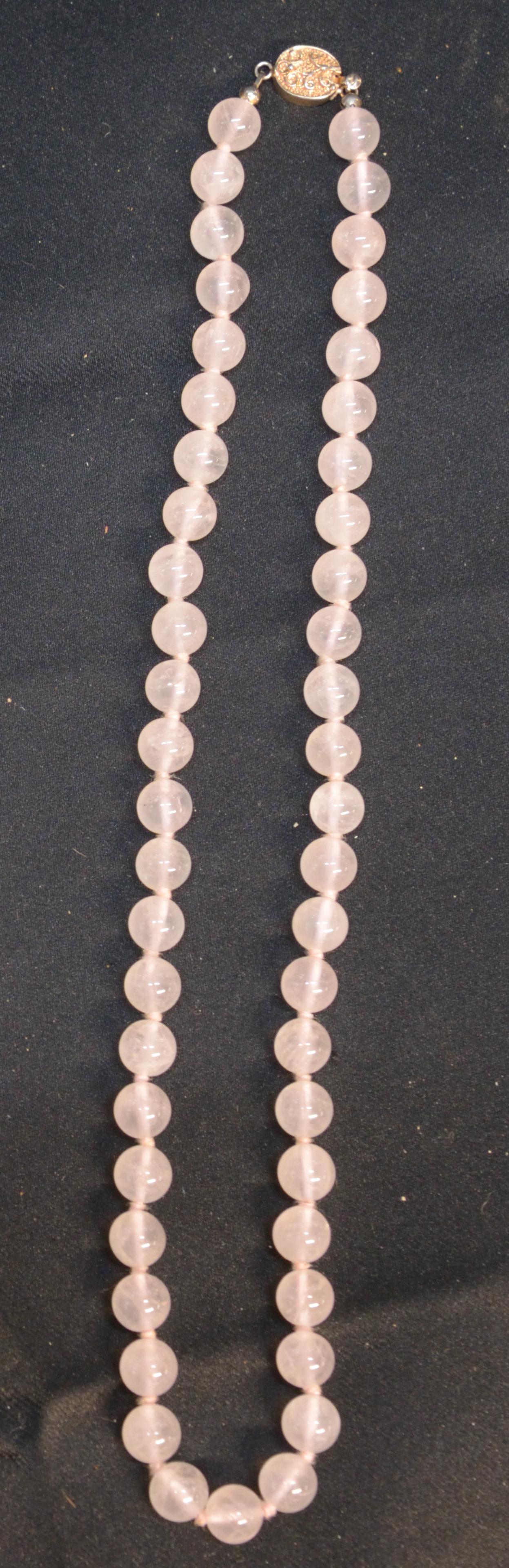 Translucent jade beaded necklace 18" long (1 of 2)