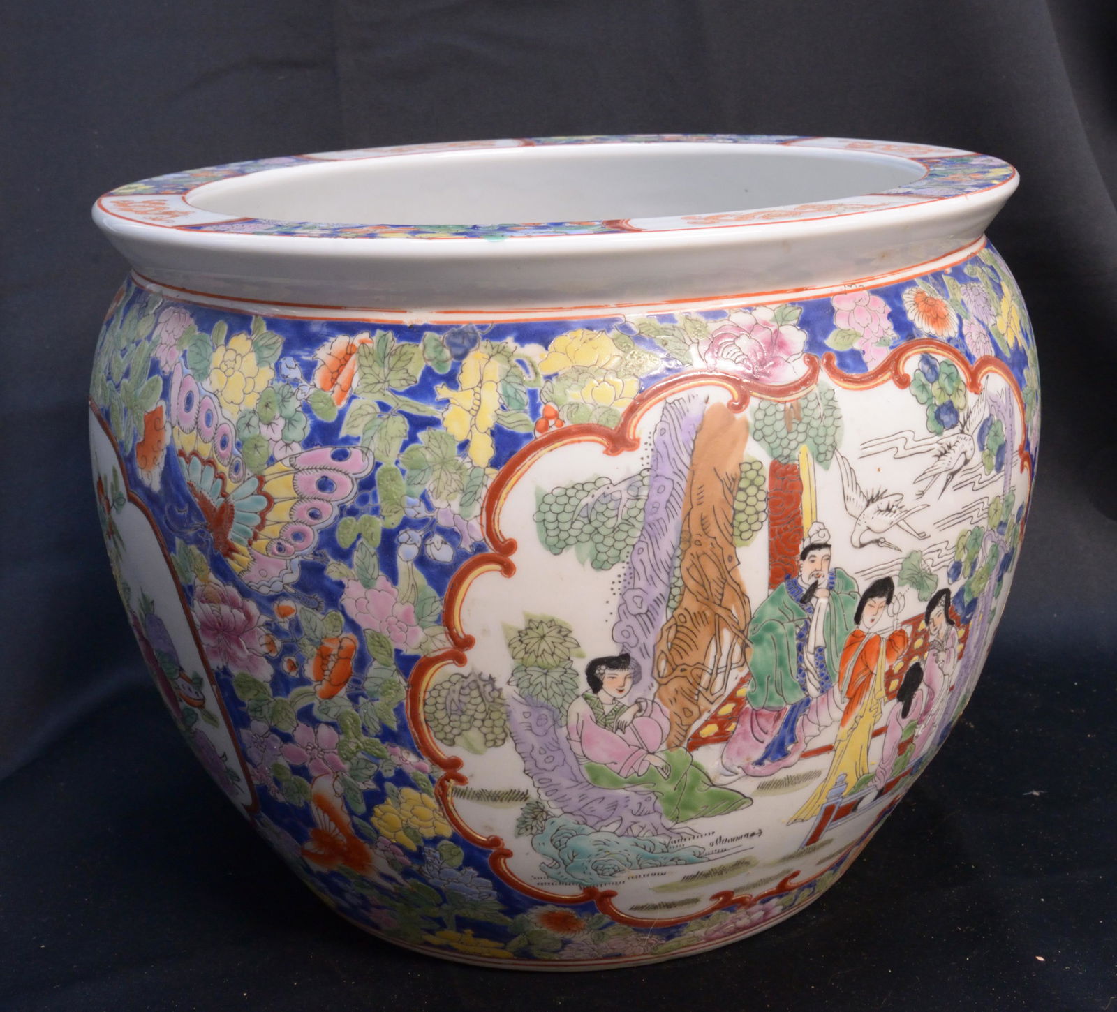Signed Chinese Hand Painted Pot 10" Tall 13" Wide (1 of 2)